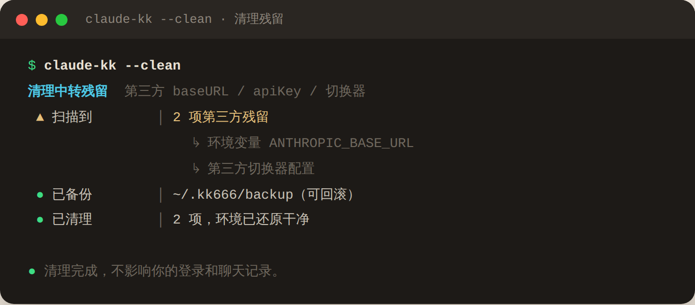 清理残留配置界面示例