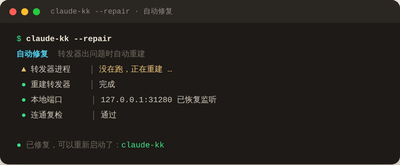 自动修复界面示例